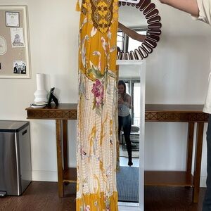 Anthropologie Yellow Floral Maxi Dress